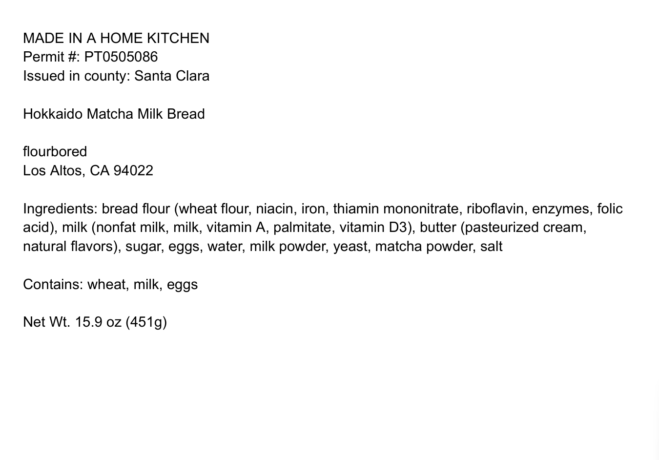 Matcha Hokkaido Milk Bread