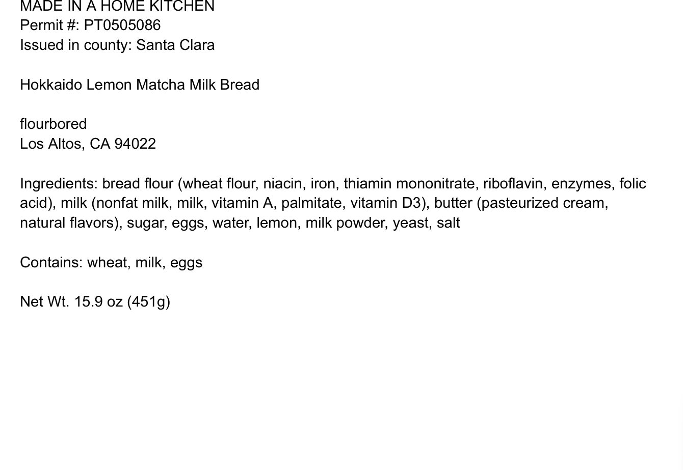 Lemon Matcha Milk Bread