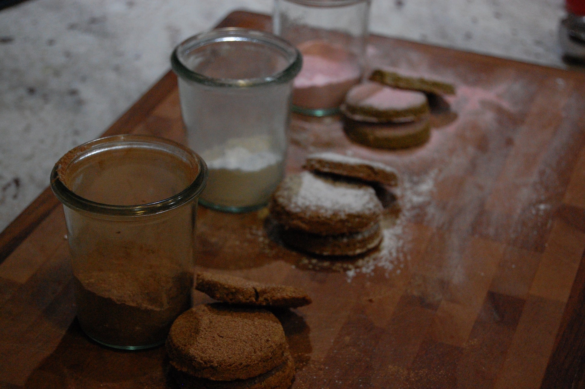 horchata cinnamon, hojicha, and strawberry matcha cookie